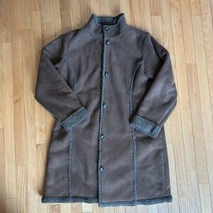 L.L. Bean Brown Trench Coat with Shearling Trim